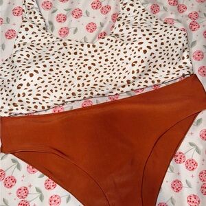 Leopard Print Bikini Top and Rust Bottom